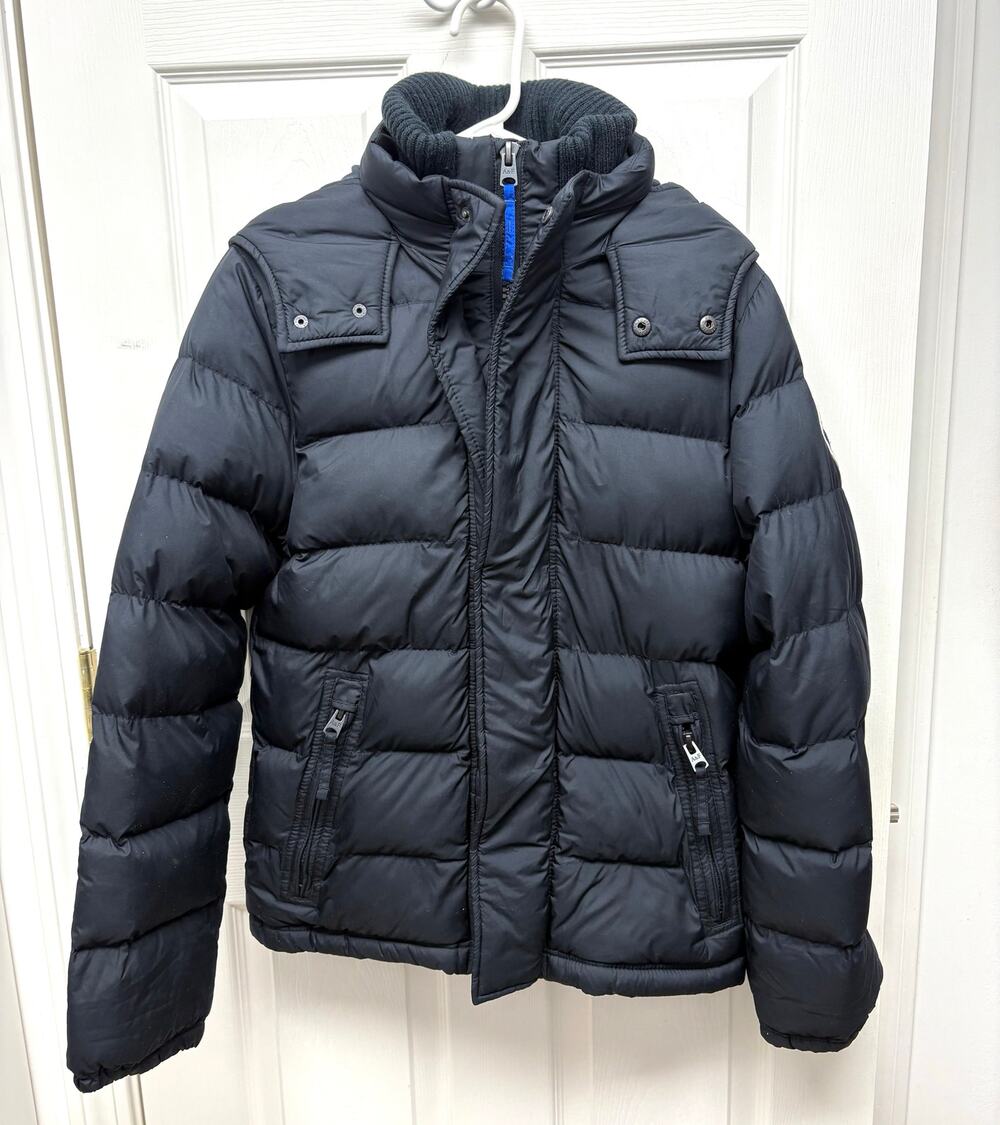 Abercrombie & Fitch Black Puffer Coat, Fleece Lined Jacket, Men's Size S